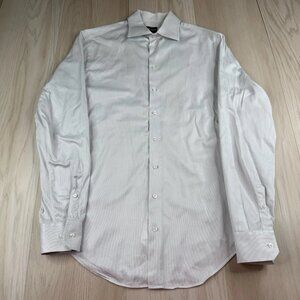 Emporio Armani Mens Light Gray Classic Preppy Casual Button Up Shirt Size 40